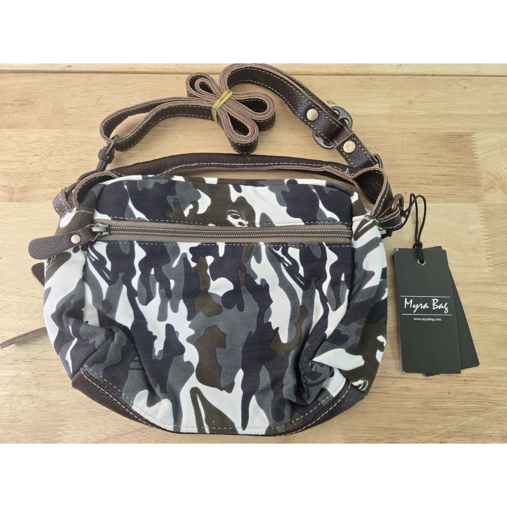 Myra Bag Cavalry Small & Crossbody‎ Bag, Camo, Cotton/Leather